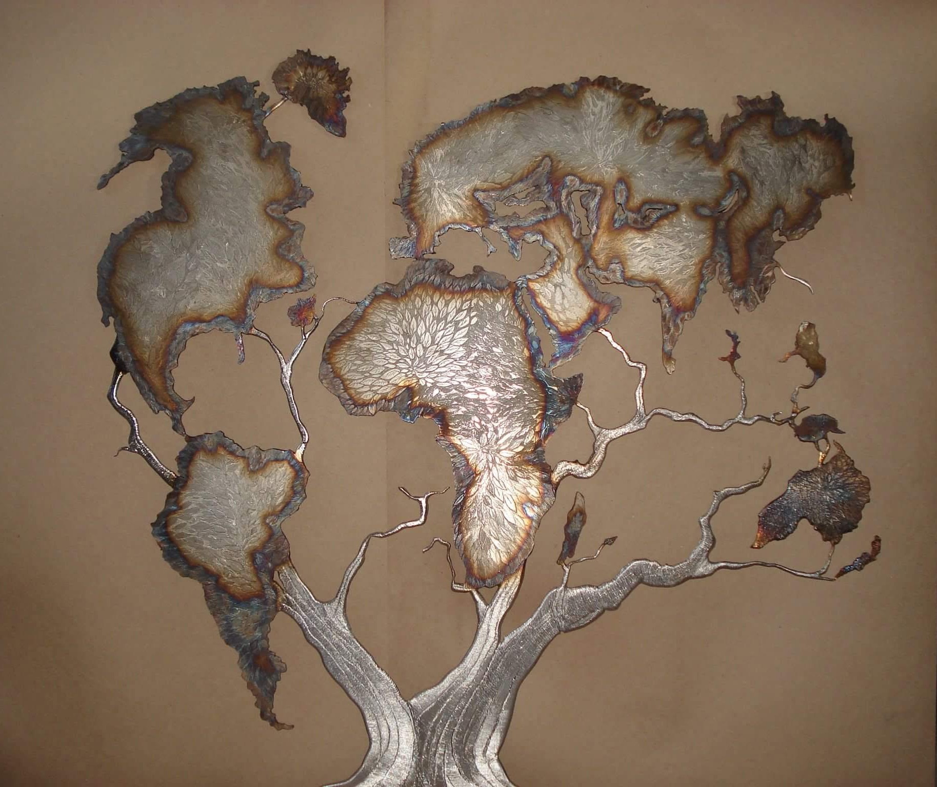 Metal tree wall art panel
