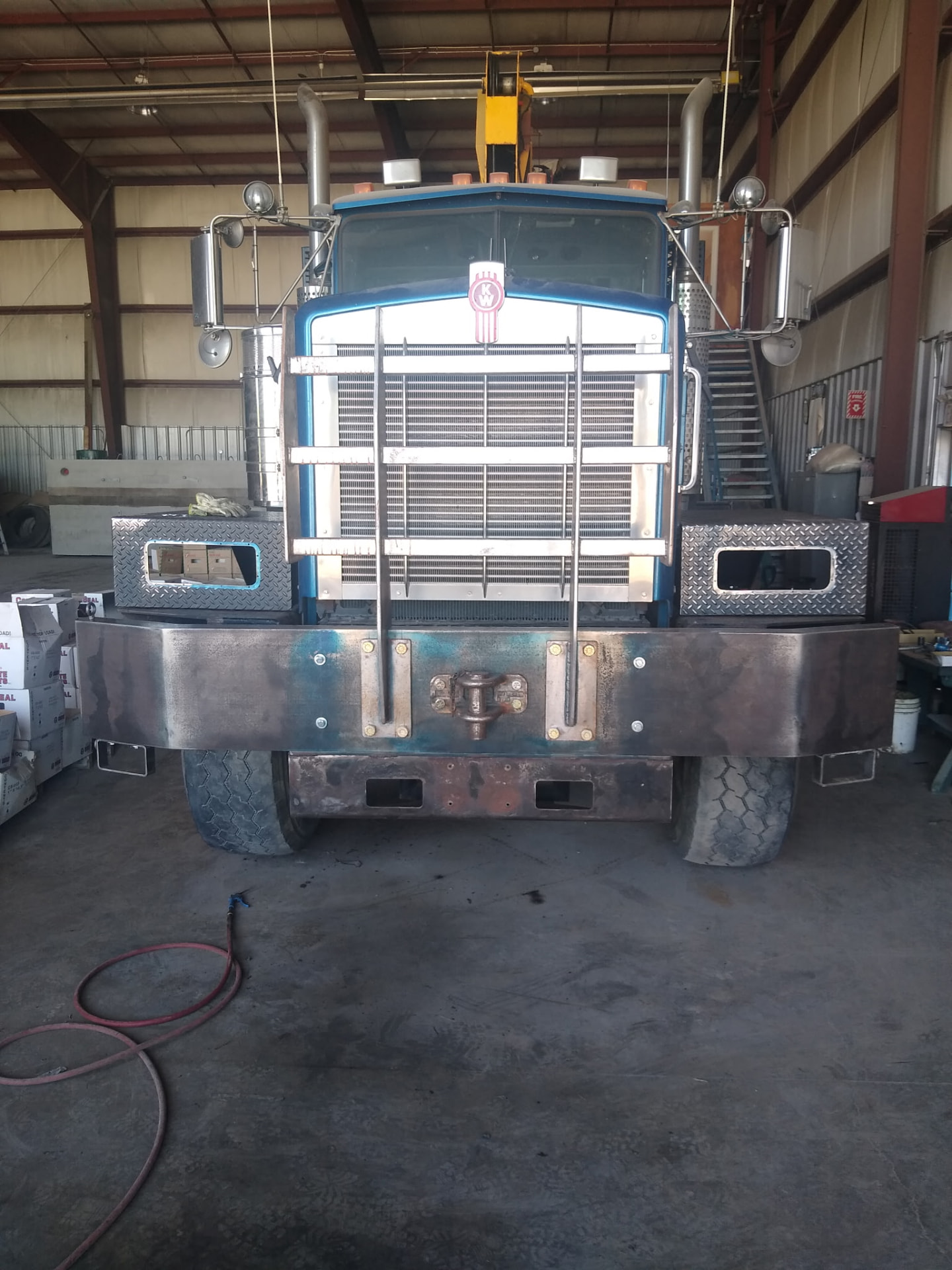 Kenworth truck front full view with custom bumper