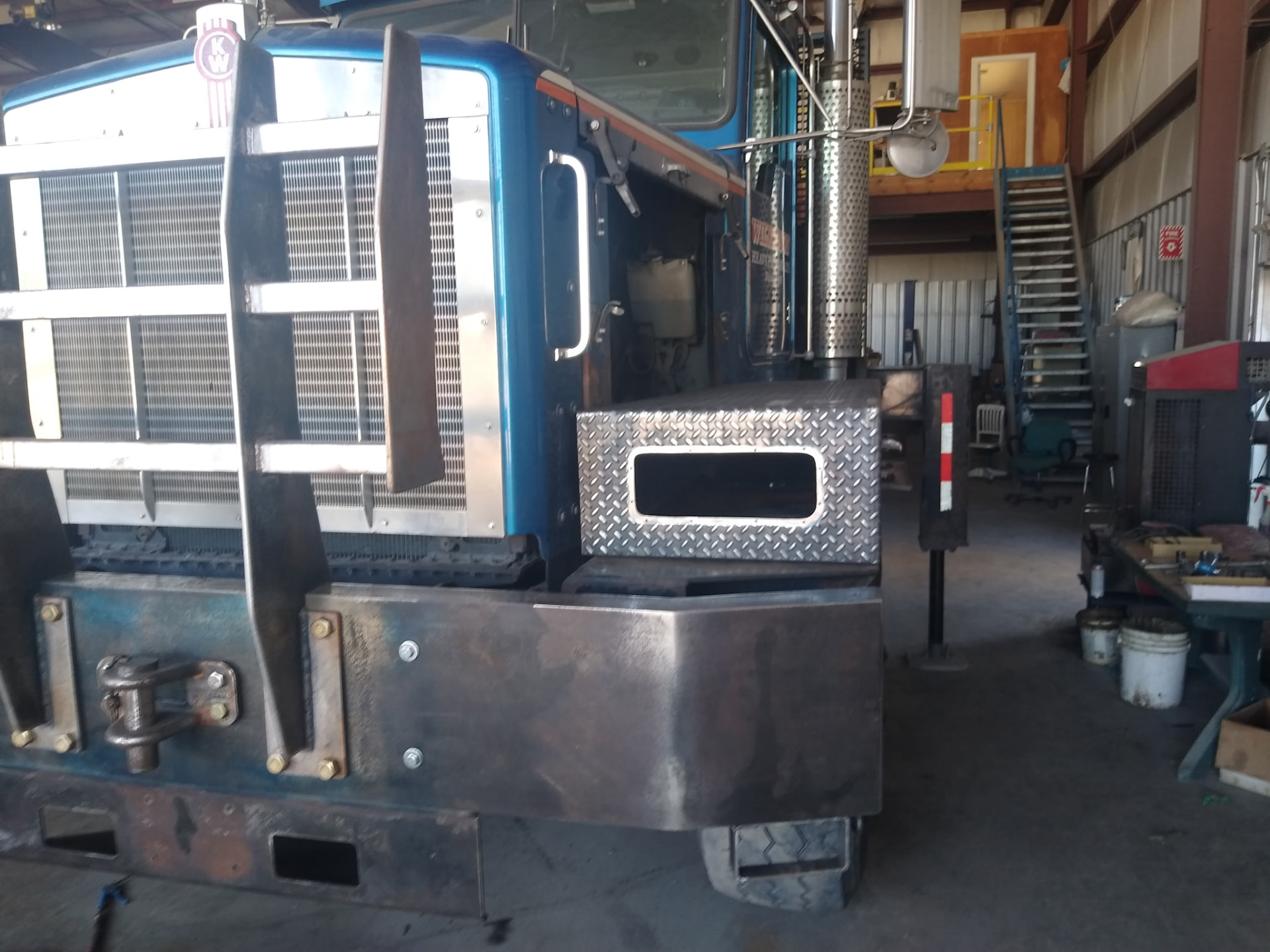 Kenworth truck front detail with custom bumper